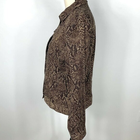 Chaps Womens Size L Brown Reptile Print 5 button J - Picture 4 of 7